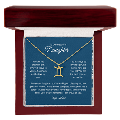 To My Daughter – You Are My Sunshine -Zodiac Symbol Necklace