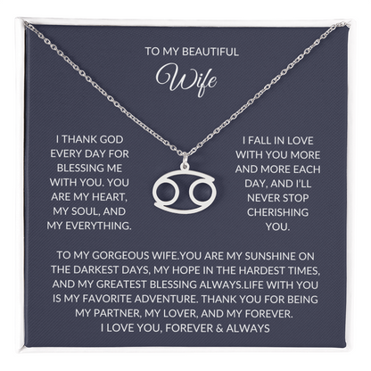To my beautiful wife - Zodiac Symbol Necklace - Forever Love Gift