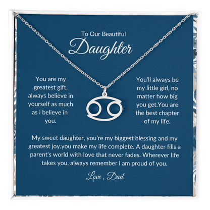 To My Daughter – You Are My Sunshine -Zodiac Symbol Necklace