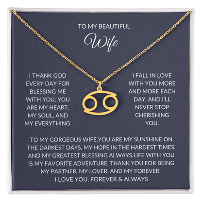 To my beautiful wife - Zodiac Symbol Necklace - Forever Love Gift