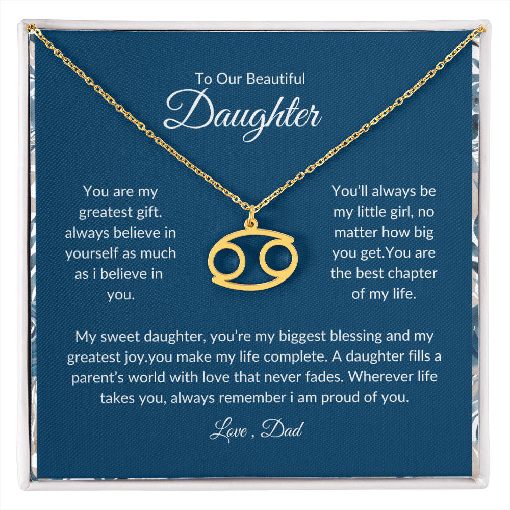 To My Daughter – You Are My Sunshine -Zodiac Symbol Necklace