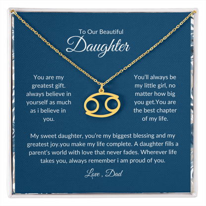 To My Daughter – You Are My Sunshine -Zodiac Symbol Necklace