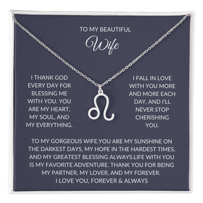 To my beautiful wife - Zodiac Symbol Necklace - Forever Love Gift