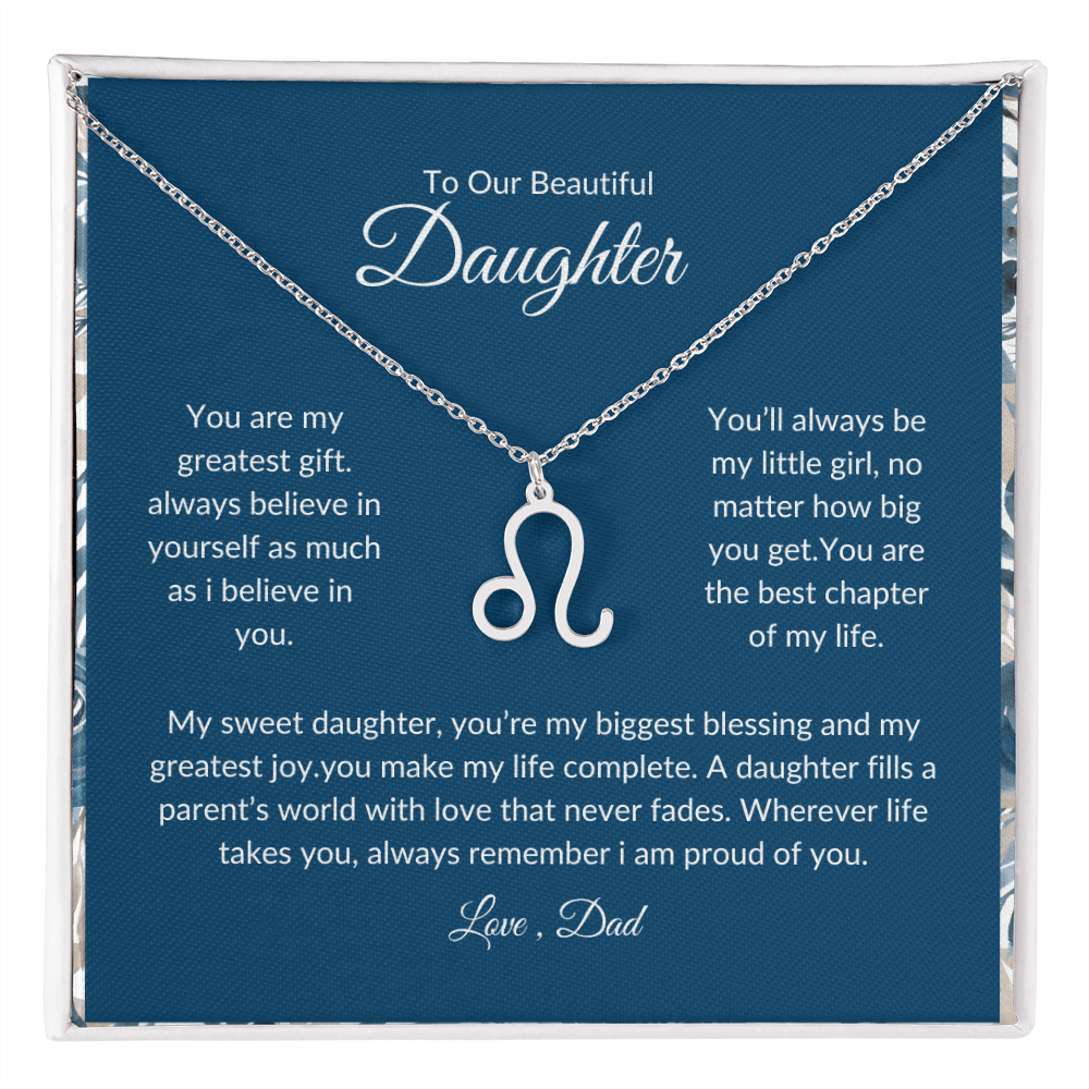 To My Daughter – You Are My Sunshine -Zodiac Symbol Necklace