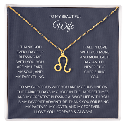 To my beautiful wife - Zodiac Symbol Necklace - Forever Love Gift