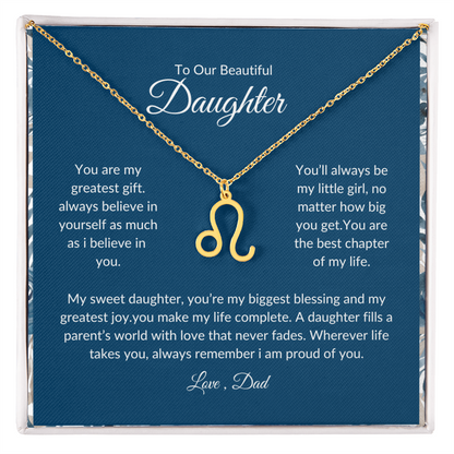 To My Daughter – You Are My Sunshine -Zodiac Symbol Necklace
