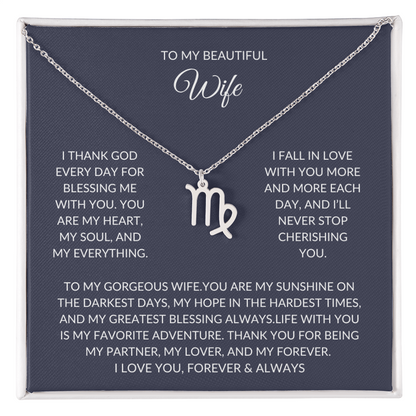 To my beautiful wife - Zodiac Symbol Necklace - Forever Love Gift