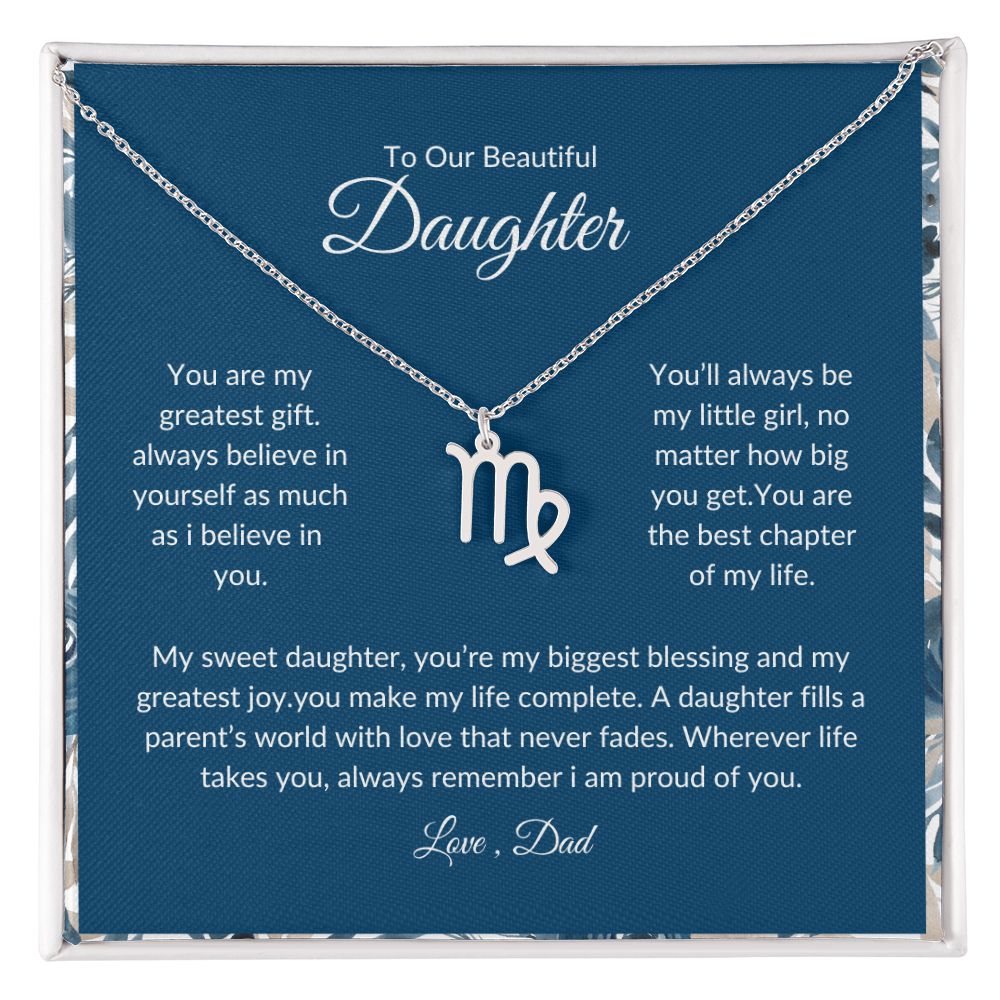 To My Daughter – You Are My Sunshine -Zodiac Symbol Necklace