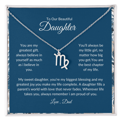To My Daughter – You Are My Sunshine -Zodiac Symbol Necklace