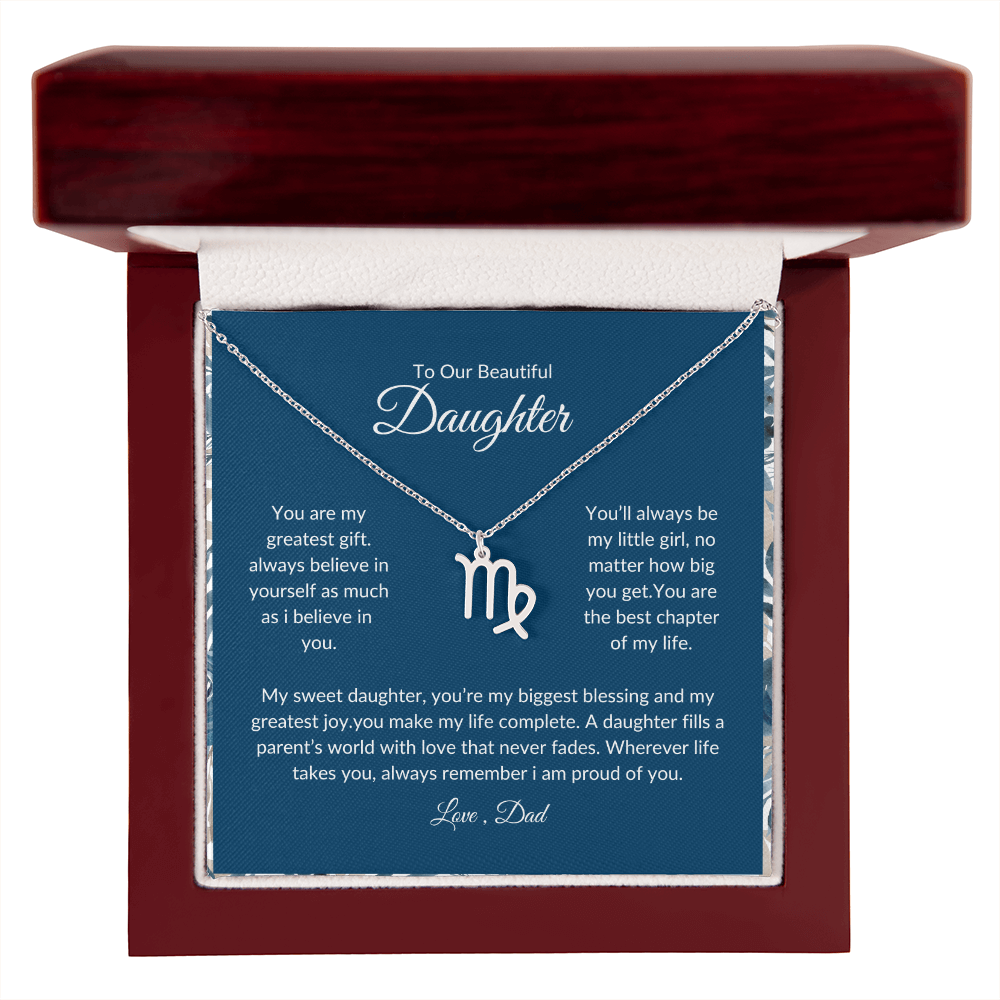 To My Daughter – You Are My Sunshine -Zodiac Symbol Necklace