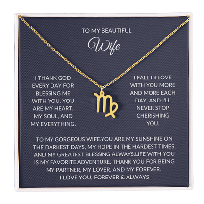 To my beautiful wife - Zodiac Symbol Necklace - Forever Love Gift