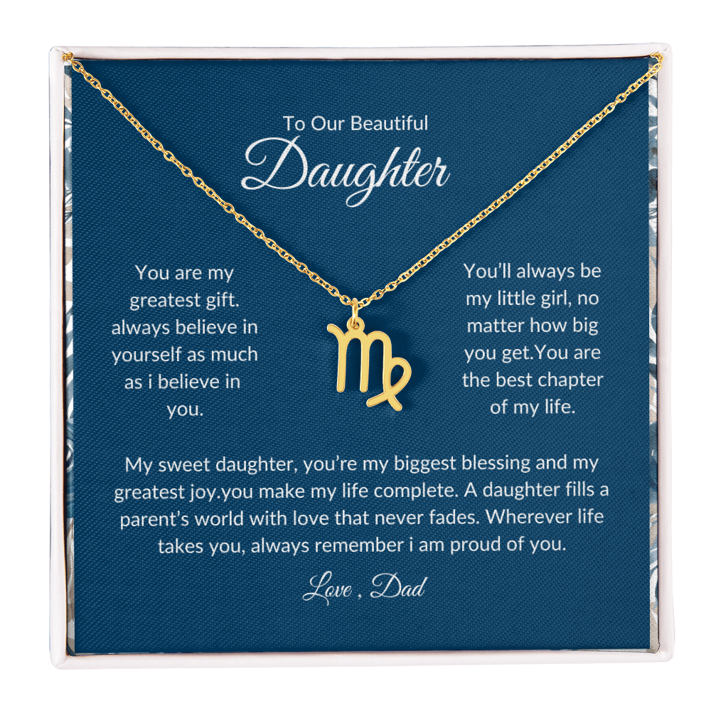 To My Daughter – You Are My Sunshine -Zodiac Symbol Necklace