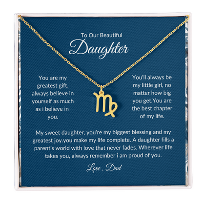To My Daughter – You Are My Sunshine -Zodiac Symbol Necklace