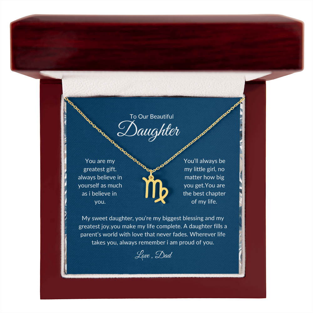 To My Daughter – You Are My Sunshine -Zodiac Symbol Necklace