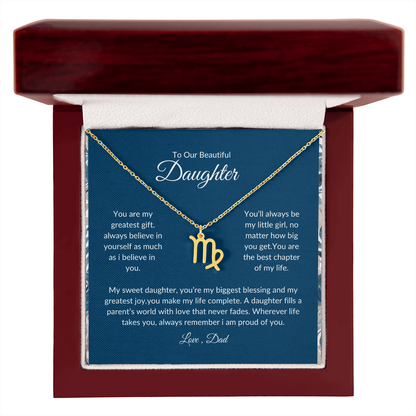 To My Daughter – You Are My Sunshine -Zodiac Symbol Necklace