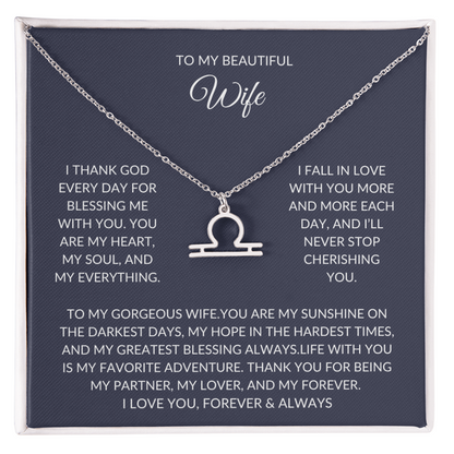 To my beautiful wife - Zodiac Symbol Necklace - Forever Love Gift