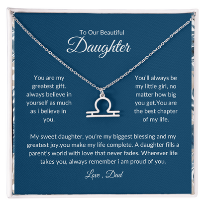 To My Daughter – You Are My Sunshine -Zodiac Symbol Necklace