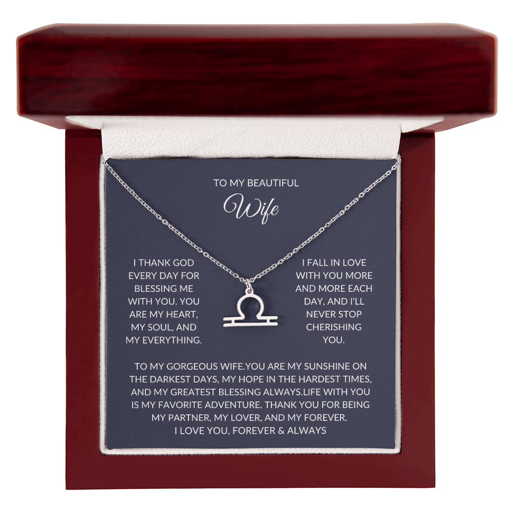 To my beautiful wife - Zodiac Symbol Necklace - Forever Love Gift
