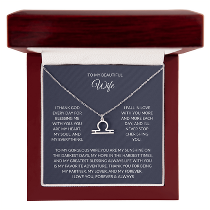 To my beautiful wife - Zodiac Symbol Necklace - Forever Love Gift