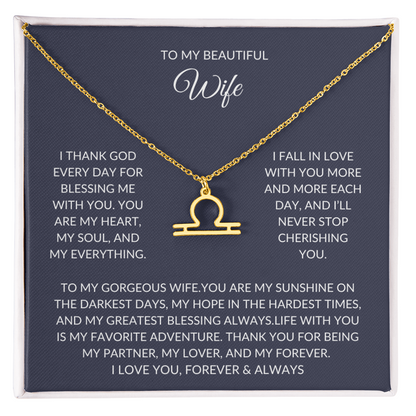 To my beautiful wife - Zodiac Symbol Necklace - Forever Love Gift