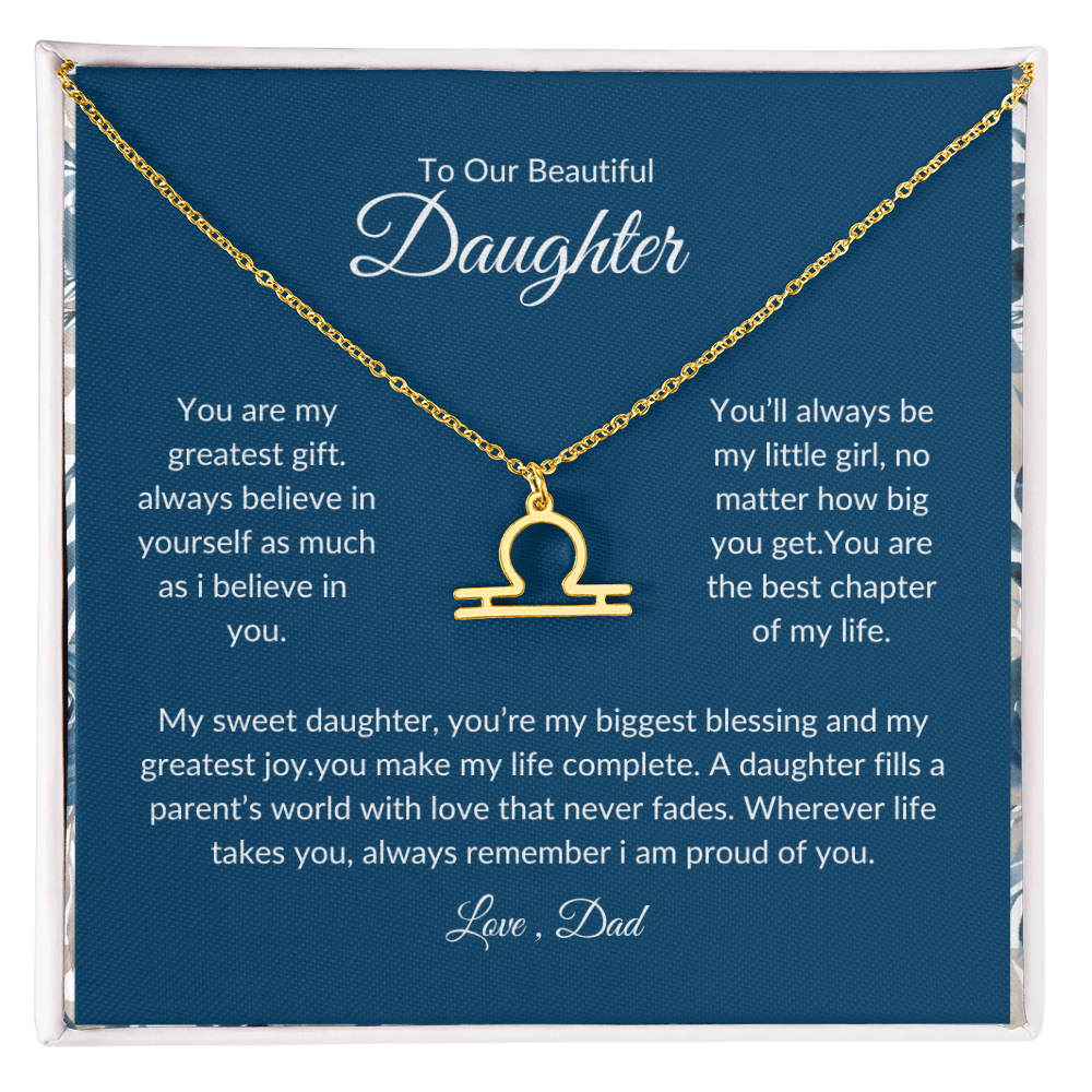 To My Daughter – You Are My Sunshine -Zodiac Symbol Necklace