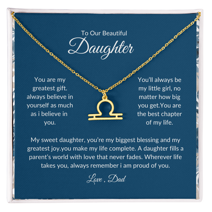To My Daughter – You Are My Sunshine -Zodiac Symbol Necklace
