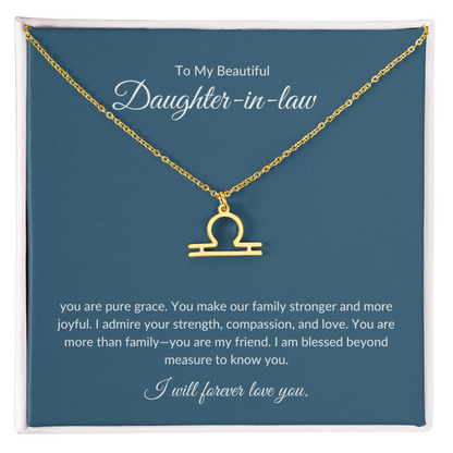 To My Beautiful Daughter-in-law , Zodiac Symbol Necklace