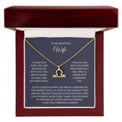 To my beautiful wife - Zodiac Symbol Necklace - Forever Love Gift