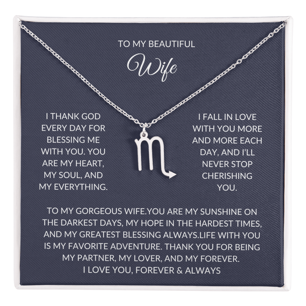 To my beautiful wife - Zodiac Symbol Necklace - Forever Love Gift