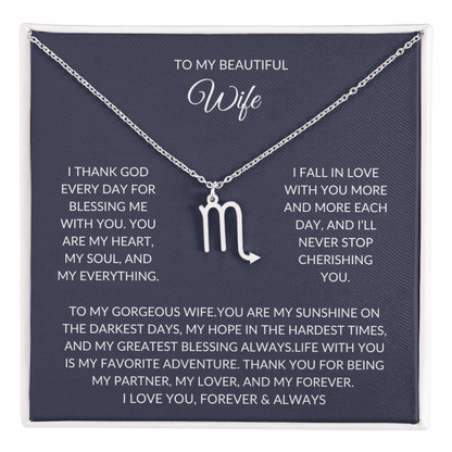 To my beautiful wife - Zodiac Symbol Necklace - Forever Love Gift