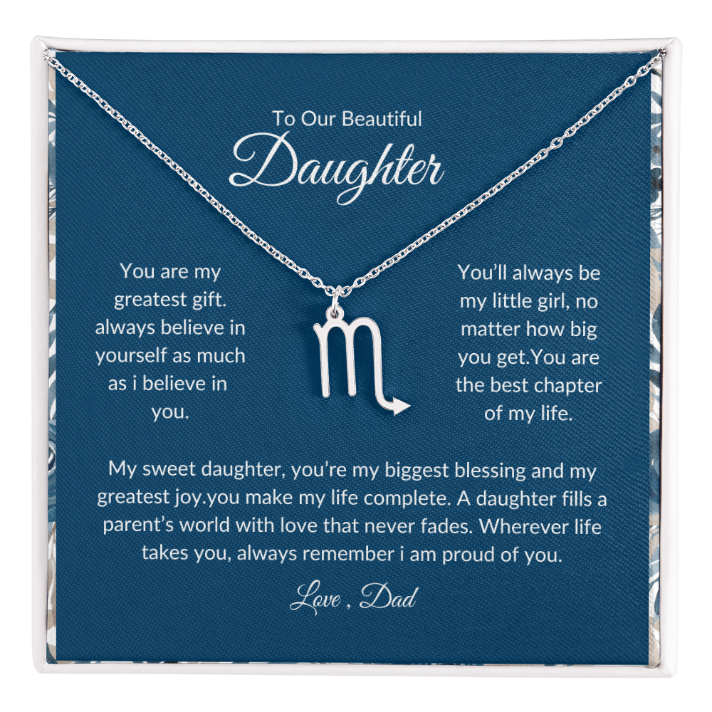 To My Daughter – You Are My Sunshine -Zodiac Symbol Necklace