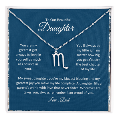 To My Daughter – You Are My Sunshine -Zodiac Symbol Necklace