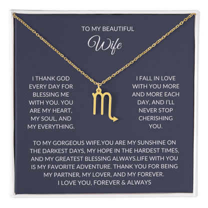 To my beautiful wife - Zodiac Symbol Necklace - Forever Love Gift