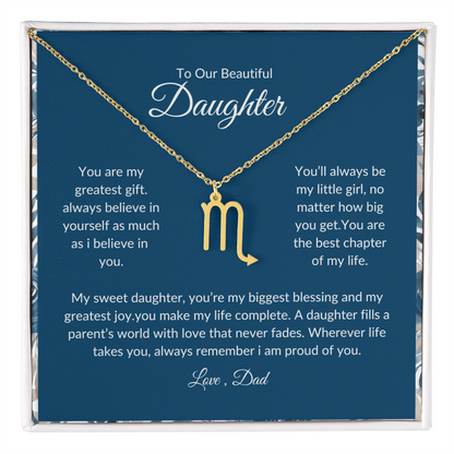 To My Daughter – You Are My Sunshine -Zodiac Symbol Necklace