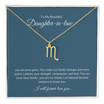 To My Beautiful Daughter-in-law , Zodiac Symbol Necklace