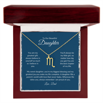 To My Daughter – You Are My Sunshine -Zodiac Symbol Necklace