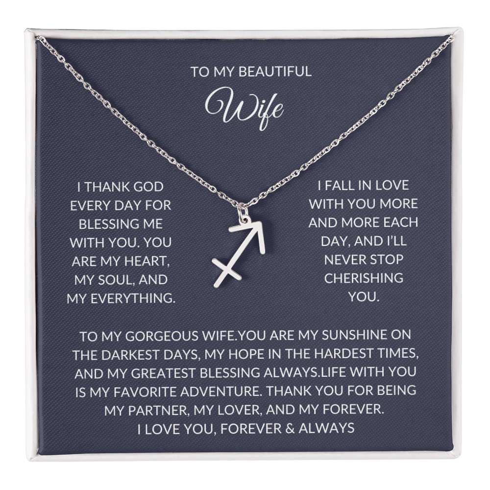To my beautiful wife - Zodiac Symbol Necklace - Forever Love Gift
