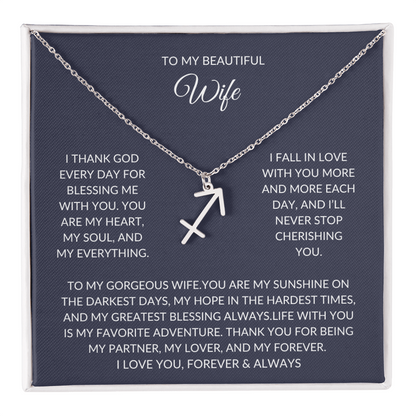 To my beautiful wife - Zodiac Symbol Necklace - Forever Love Gift