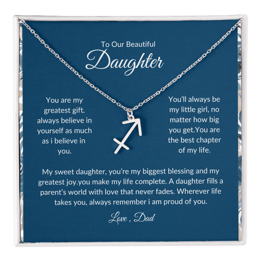 To My Daughter – You Are My Sunshine -Zodiac Symbol Necklace