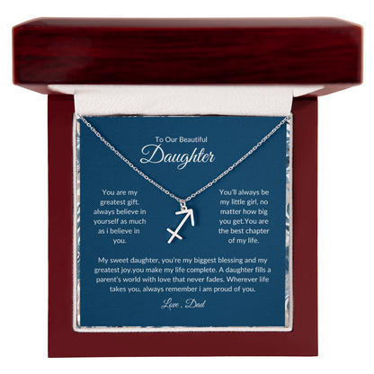 To My Daughter – You Are My Sunshine -Zodiac Symbol Necklace