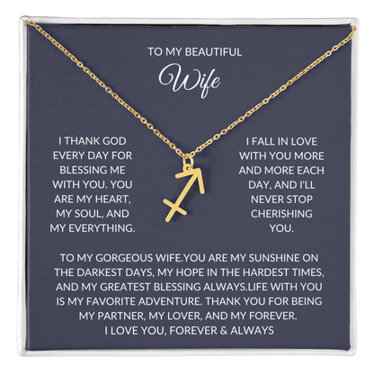 To my beautiful wife - Zodiac Symbol Necklace - Forever Love Gift