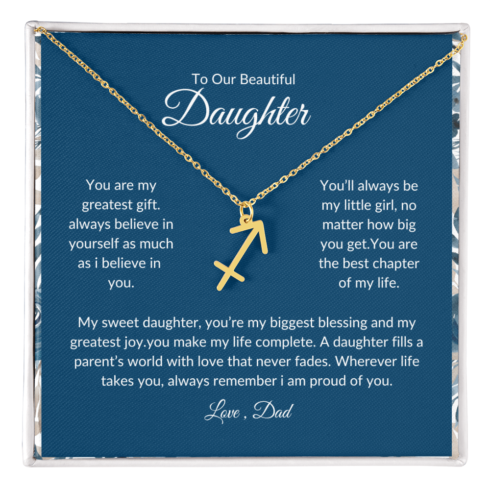 To My Daughter – You Are My Sunshine -Zodiac Symbol Necklace