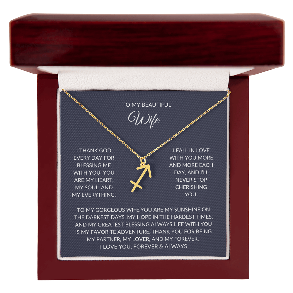 To my beautiful wife - Zodiac Symbol Necklace - Forever Love Gift