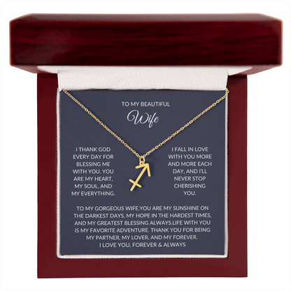 To my beautiful wife - Zodiac Symbol Necklace - Forever Love Gift