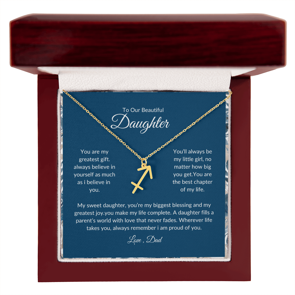 To My Daughter – You Are My Sunshine -Zodiac Symbol Necklace