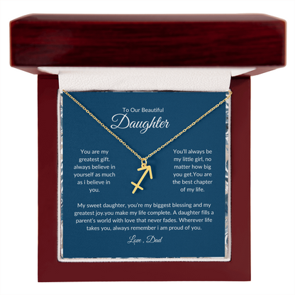To My Daughter – You Are My Sunshine -Zodiac Symbol Necklace