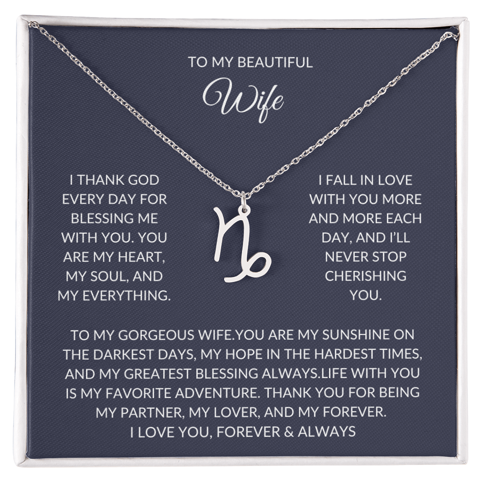 To my beautiful wife - Zodiac Symbol Necklace - Forever Love Gift
