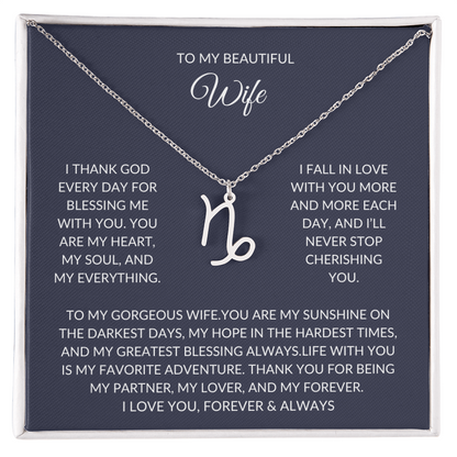 To my beautiful wife - Zodiac Symbol Necklace - Forever Love Gift