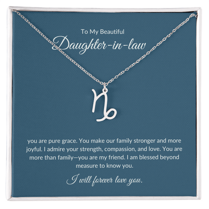 To My Beautiful Daughter-in-law , Zodiac Symbol Necklace