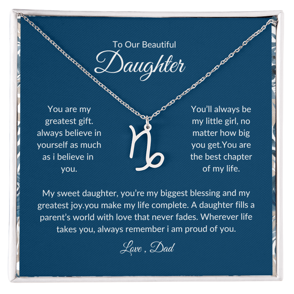 To My Daughter – You Are My Sunshine -Zodiac Symbol Necklace
